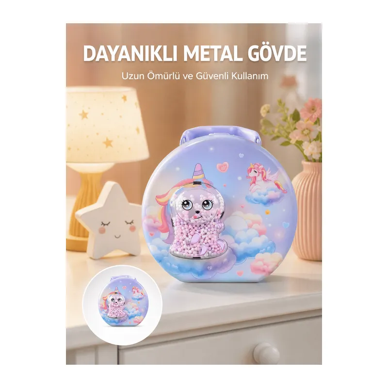 Şifreli Çocuk Para Kasası Metal Gövdeli Güvenli Kutu