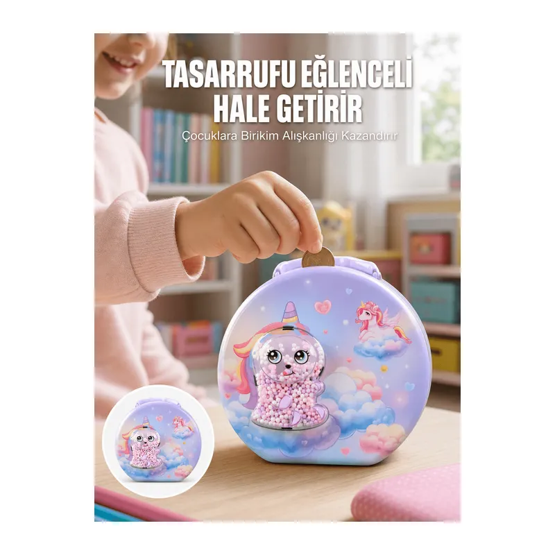 Metal Çocuk Para Kasası Ayarlanabilir Şifreli Kilitli