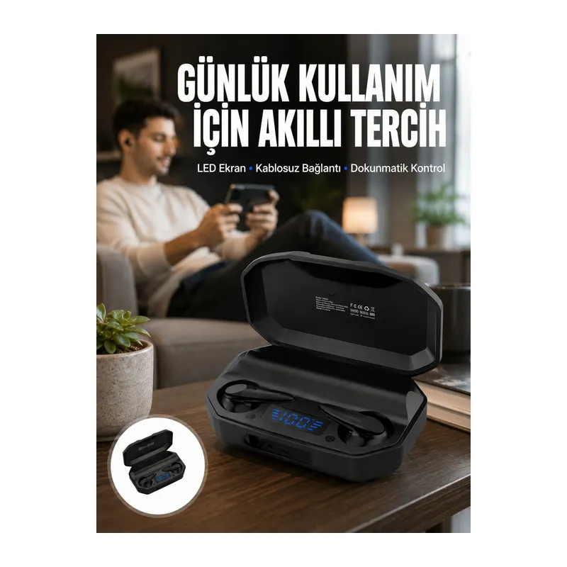 Kulak İçi Bluetooth Kulaklık Rgb Işıklı Çift Mikrofonlu iOS/Android Uyumlu BT 5.2 Yeni Nesil