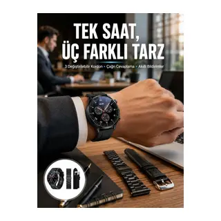 Akıllı Saat Yeni Nesil Üç Kordonlu Nabız Ölçer Çağrı Cevaplama Yeni Nesil