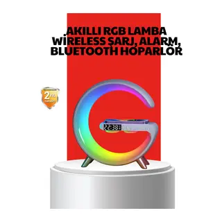 Kablosuz Şarjlı Atmosfer Lambası Bluetooth Hoparlör ve Akıllı Alarm Özellikli