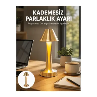 LED Masa Lambası 3 Renk Ayarlı Şarjlı Kablosuz Modern Tasarım Yeni Nesil
