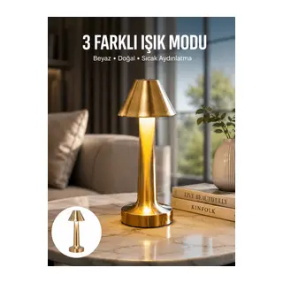 Kablosuz LED Masa Lambası 1800mAh 3 Renk Aydınlatma Dokunmatik Yeni Nesil
