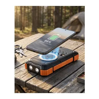 20000 mAh Powerbank Güneş Enerjili Kablosuz Şarj Hızlı Şarj Taşınabilir Batarya