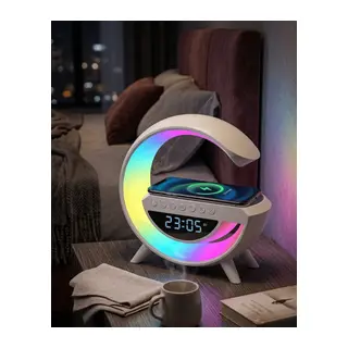 RGB Işıklı Kablosuz Şarjlı Bluetooth Hoparlör Saat ve Alarm Özellikli