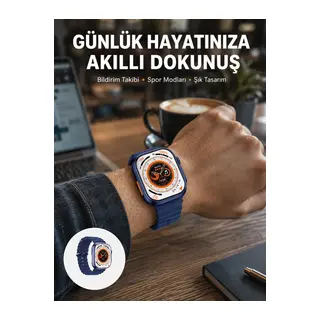 Akıllı Saat 360 mAh Çoklu Spor Modlu Lacivert Siyah Kordon Yeni Nesil
