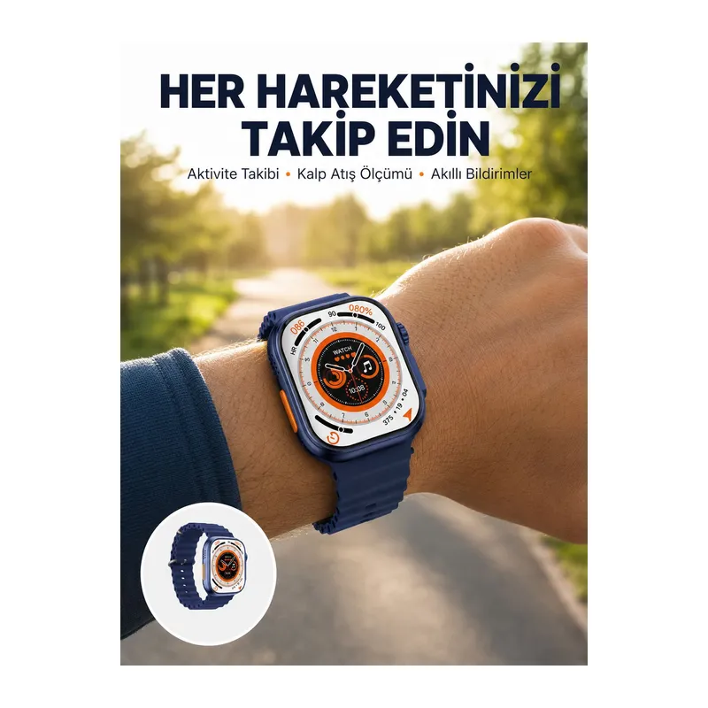 Ultra Akıllı Saat 2.05 İnç Büyük Ekran Bluetooth Aramalı IP67 Yeni Nesil