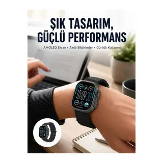 AMOLED Ekran 49mm Ultra Tasarım 3 Kordonlu Akıllı Saat Yeni Nesil