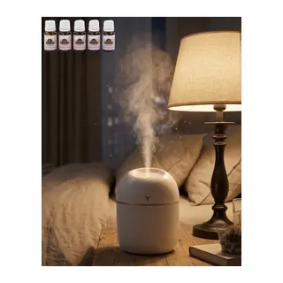 Araç ve Ofis İçin Mini Nemlendirici 5 Esans Hediyeli USB LED Işıklı Buhar Makinesi