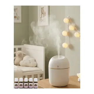 Kompakt Mini Hava Nemlendirici 5 Esans Hediyeli LED Işıklı USB Aromaterapi Cihazı