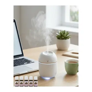 Mini Hava Nemlendirici USB Bağlantılı LED Işıklı 5 Esans Hediyeli Aromaterapi Difüzörü