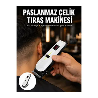 2025 Model Şarjlı Dijital Saç Sakal Tıraş Makinesi Islak Kuru Kullanıma Uygun Yeni Nesil