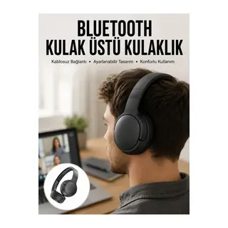 Kablosuz Bluetooth Kulaklık Kulak Üstü Ayarlanabilir Uzun Ömürlü Yeni Nesil
