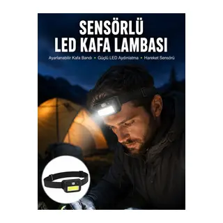 Sensörlü Kamp Lambası Ayarlanabilir Kafa Lambası Kafa Bantlı Yeni Nesil