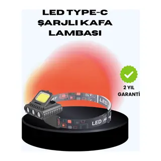COB + XPE LED Kafa Feneri 800 Lumen USB Type C Şarjlı Çok Modlu