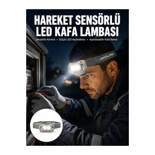 Şarjlı Wave Sensörlü LED Kafa Feneri Outdoor Kullanım Yeni Nesil
