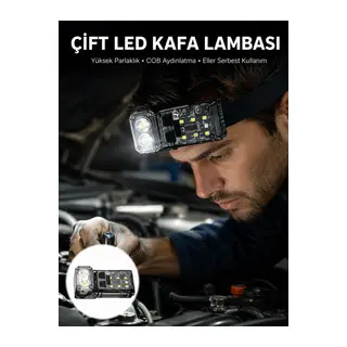 3 Fonksiyonlu LED Far El Feneri Çalışma Lambası Uzun Pil Ömürlü Yeni Nesil