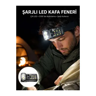 Sensörlü LED Kafa Feneri Şarj Edilebilir Manyetik Eller Serbest Yeni Nesil