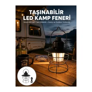 4 Fonksiyonlu Dekoratif Kamp Lambası – Tungsten Ampul, USB Çıkışlı Yeni Nesil