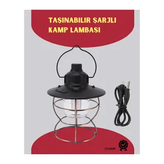 USB Şarjlı Retro LED Kamp Feneri – 4 Işık Modu, Su Geçirmez, Taşınabilir