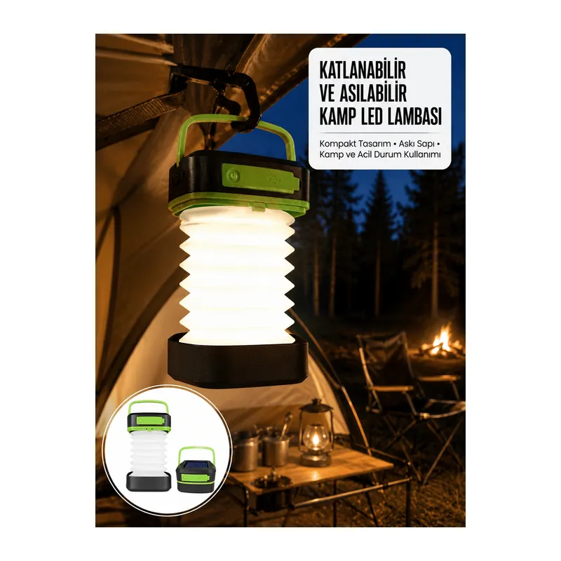 Kamp Lambası Katlanabilir Lamba Solar Şarjlı Led Lamba El Fenerli Yeni Nesil