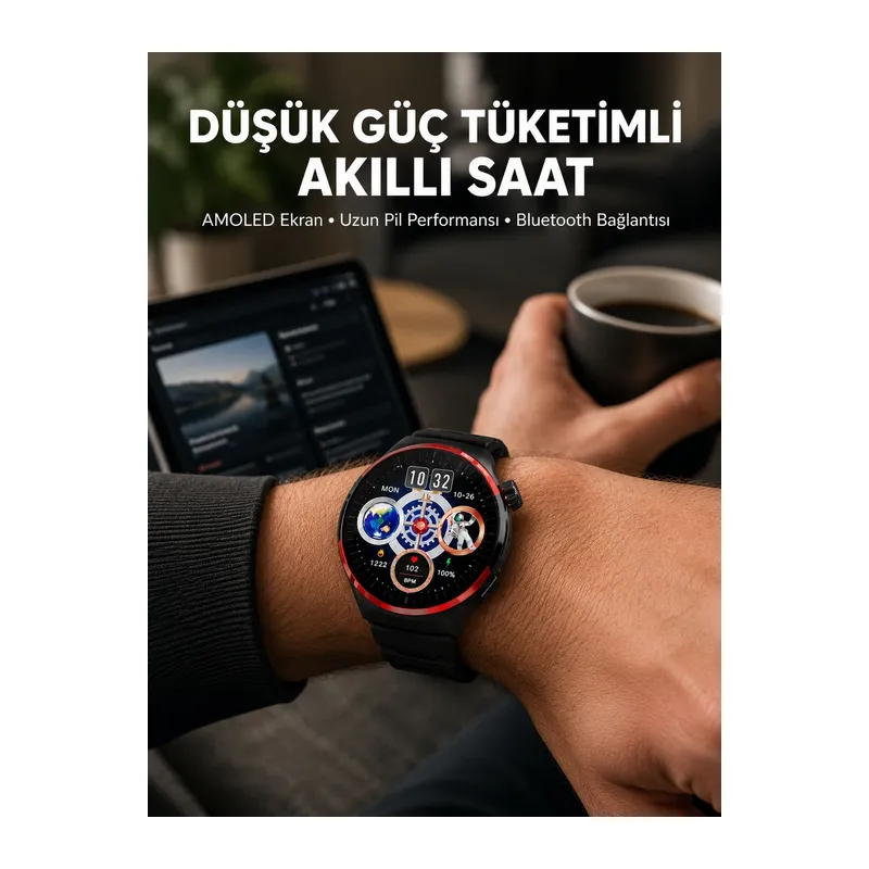 Dokunmatik Akıllı Saat Kablosuz Şarj AMOLED Ekran Yeni Nesil