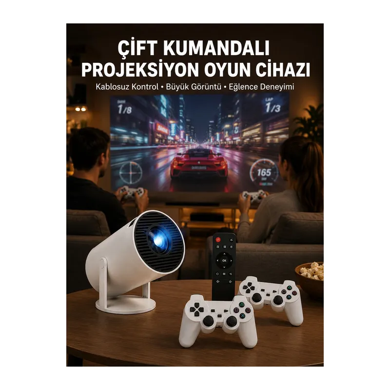 Kablosuz Mini Projeksiyon Cihazı Oyun ve Film İçin Taşınabilir Ev Sineması Yeni Nesil