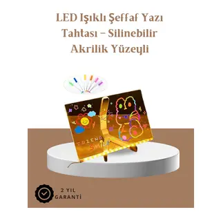 LED Aydınlatmalı Şeffaf Mesaj Tahtası – 30x20 cm, Neon Etkili Yazılar İçin Tasarlandı