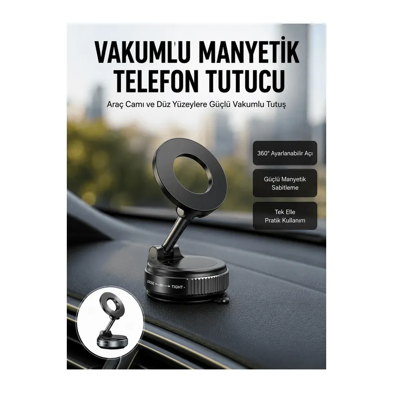 360 Derece Ayarlanabilir Manyetik Araç Telefon Standı Yeni Nesil
