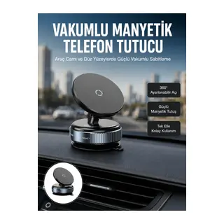 Çok Yönlü Döner Başlıklı Vakumlu Araç Telefon Standı – Sert Yollarda Stabil Kullanım Yeni Nesil