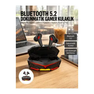 Dokunmatik Kontrol Tws Işıklı Kulakiçi Bluetooth Kulaklık Kablosuz Oyuncu Kulaklığı Yeni Nesil