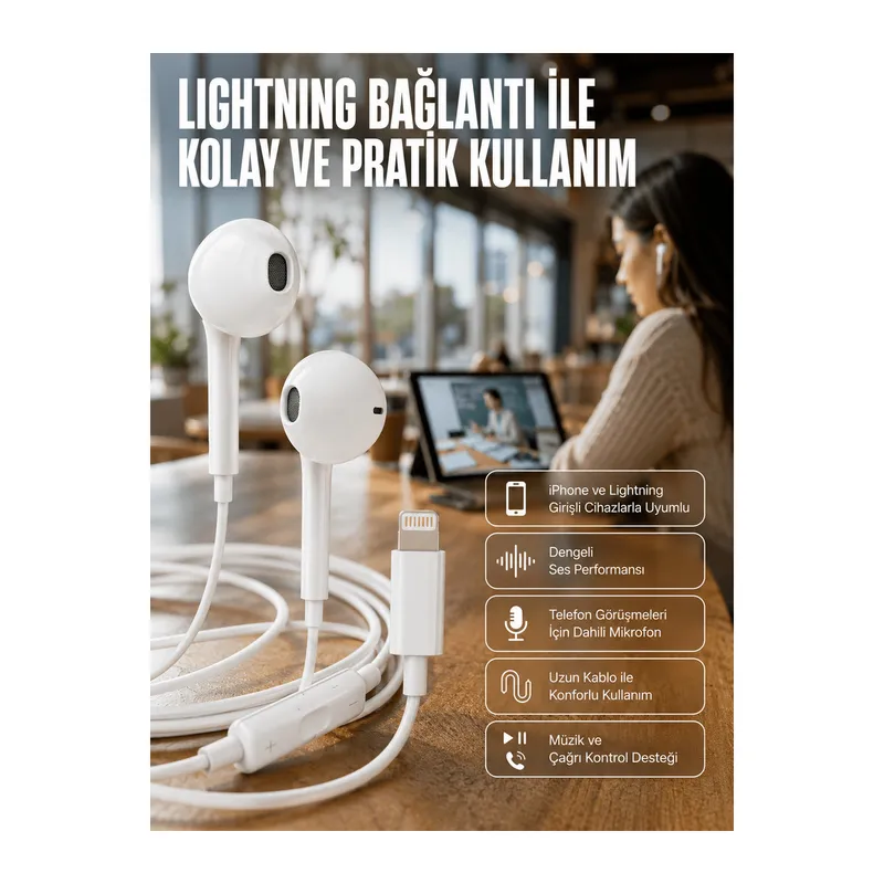 Konforlu Ergonomik Kare Tasarımlı Müzik ve Çağrı Kulaklığı Yeni Nesil