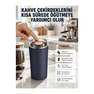 Kahve ve Baharat Öğütücü Kolay Temizlenebilir Paslanmaz Çelik Taşınabilir
