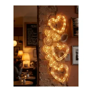 Dekoratif Kalp LED Neon Lamba Romantik Oda Balkon ve Masa Üstü Işığı