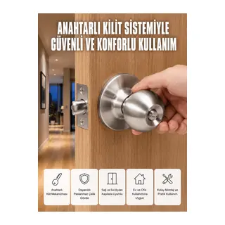 Estetik Güvenli Topuzlu Kapı Kilidi