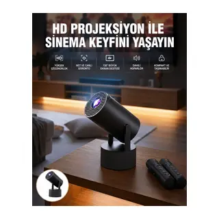 Akıllı Projeksiyon Cihazı Karaoke Mikrofonlu 1080P Android Yeni Nesil