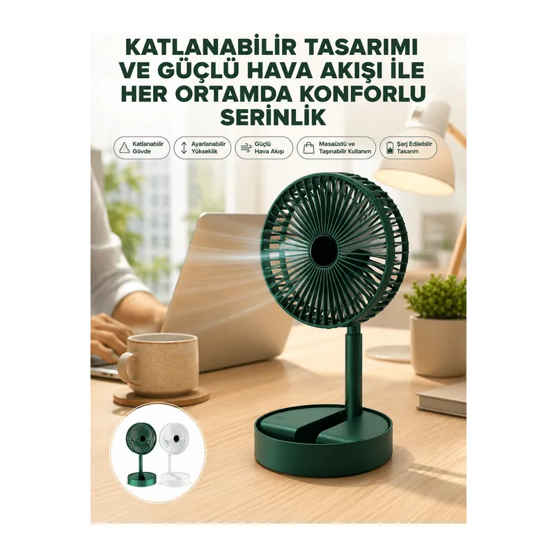 Katlanabilir Usb Şarjlı Masaüstü Soğutucu Mini Fan Telefon Tutucu