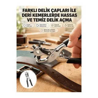 Deri Delme Pensesi 6 Uçlu Ayarlanabilir Kemer Delme Aleti Profesyonel Kullanım