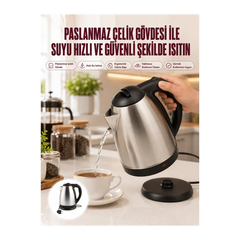 Çelik Su Isıtıcı Kettle Dayanıklı Paslanmaz Çelik Uzun Ömürlü
