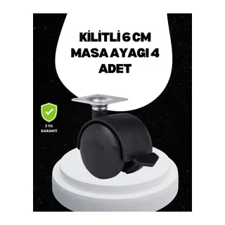 6 cm Kilitli Tekerlek Ayak 4 Adet Sehpa ve Ekipman Uyumlu