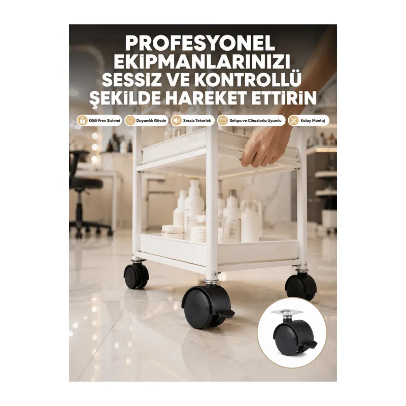 Zemin Korumalı Kilitli Ayak Tekerlek Seti 6 cm