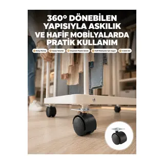 4 cm Kilitsiz Tekerlek Ayak Seti Zemin Koruyucu