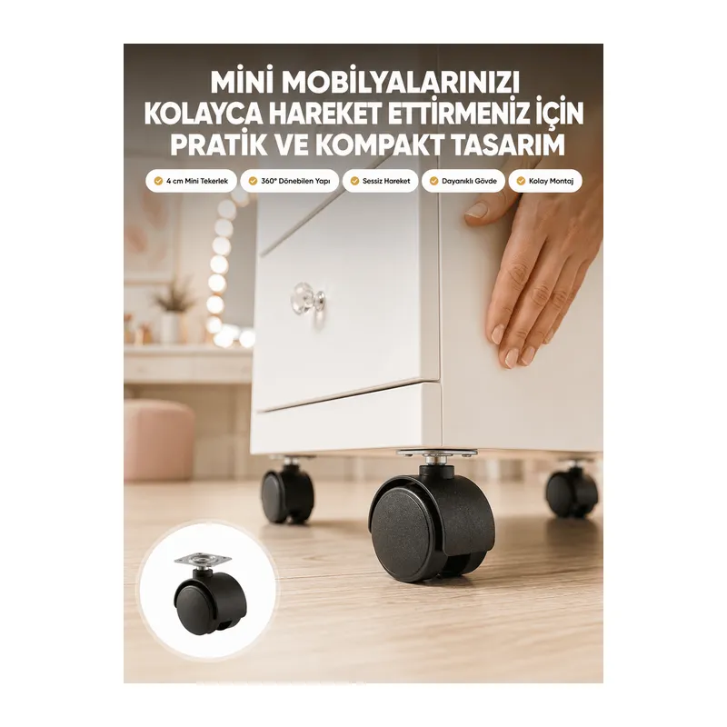 Kilitsiz 4 cm Mobilya Ayağı Tek Adet Pratik ve Dayanıklı