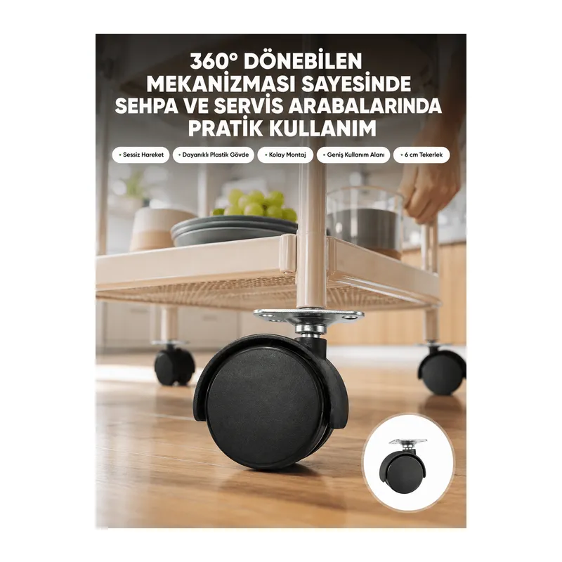 Mobilya Tekerleği 6 cm Kilitsiz Tekli Satış