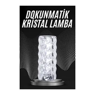 Kristal Lamba Masa Lambası Şarjlı Masa Lambası Dokunmatik Sensör Usb Şarjlı
