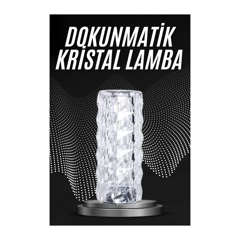 Kristal Lamba Masa Lambası Şarjlı Masa Lambası Dokunmatik Sensör Usb Şarjlı