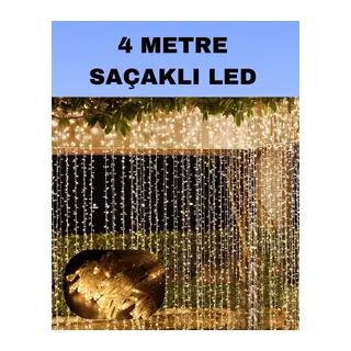 4 Metre Icicle Şelale Led Perde Işık Sarı Aydınlatma