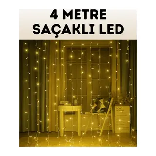 4 Metre Şelale Perde Led Işık Dış Mekan İç Mekan Uyumlu