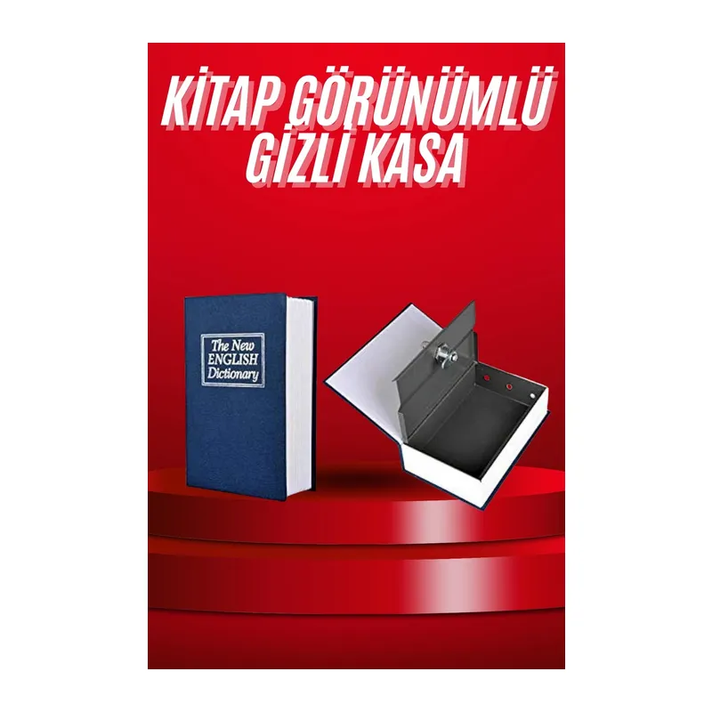 Kitap Görünümlü Gizli Kasa Büyük Boy Anahtarlı Kilitli Para Kasası