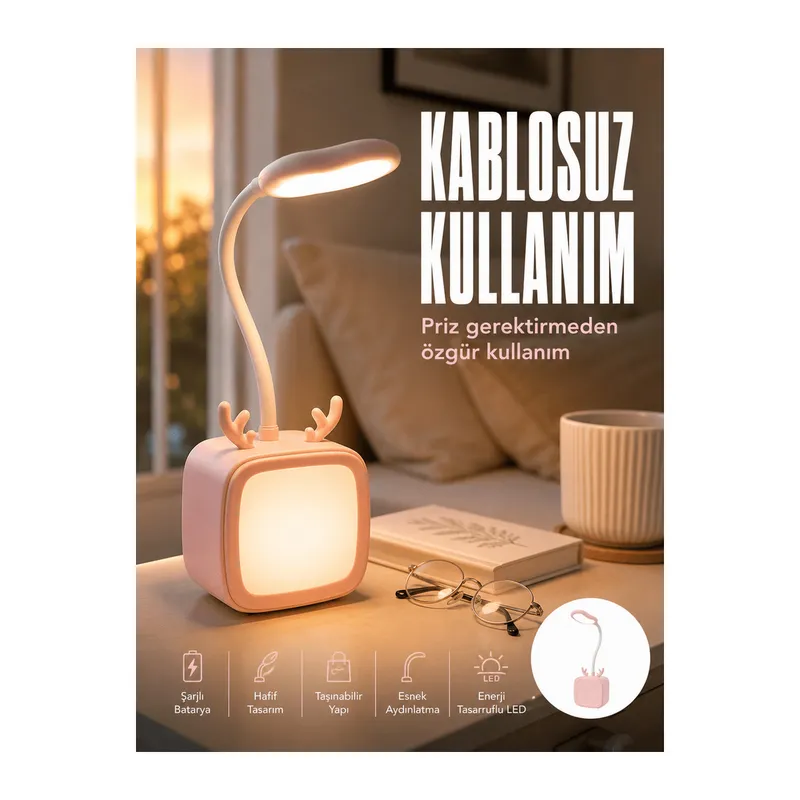 Ayarlanabilir LED Masa Lambası Şarjlı Modern Aydınlatma